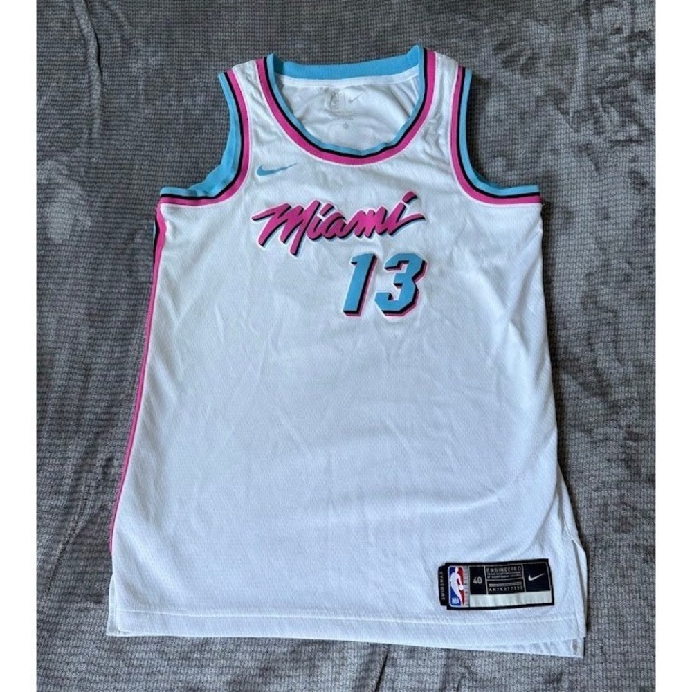 Nike Miami Heat Bam Adebayo 13 City Edition Vice Jersey White Mens Small HJ6706